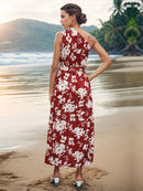 Robe imprimée sans manches à une épaule