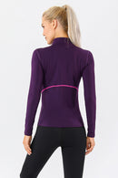 T-shirt actif à col montant et zip quart de longueur