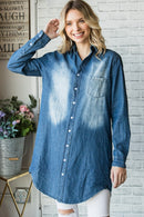 Chemise en jean délavée boutonnée avec poches Veveret