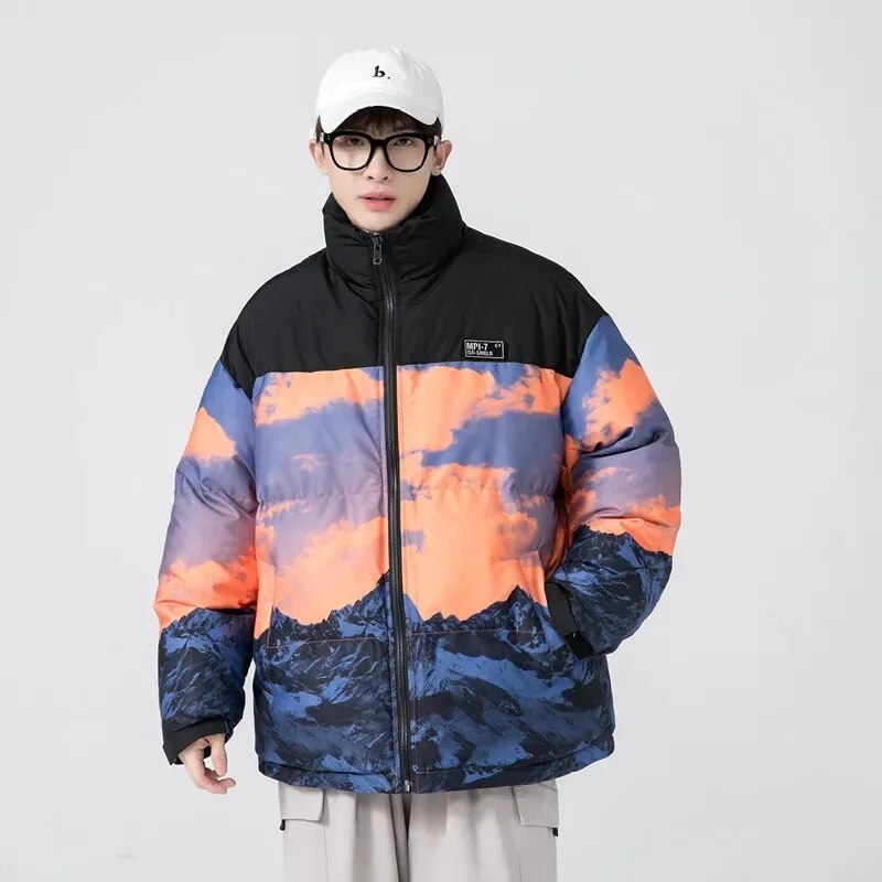 Manteau d'hiver de style coréen de couleur dégradée pour hommes 