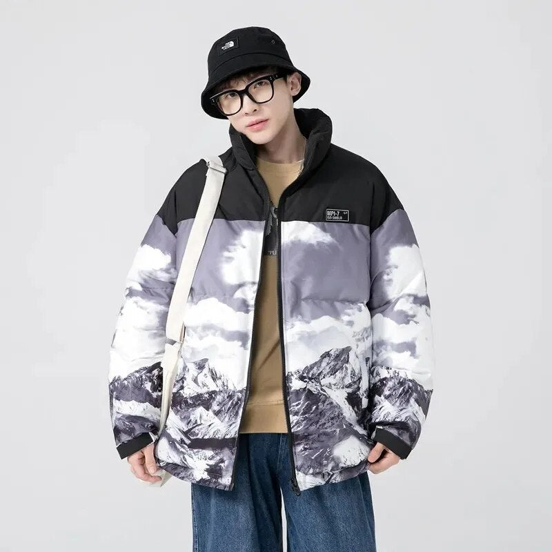 Manteau d'hiver de style coréen de couleur dégradée pour hommes 