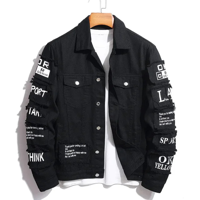 Men's Designer Denim Jacket W/ Patch Details