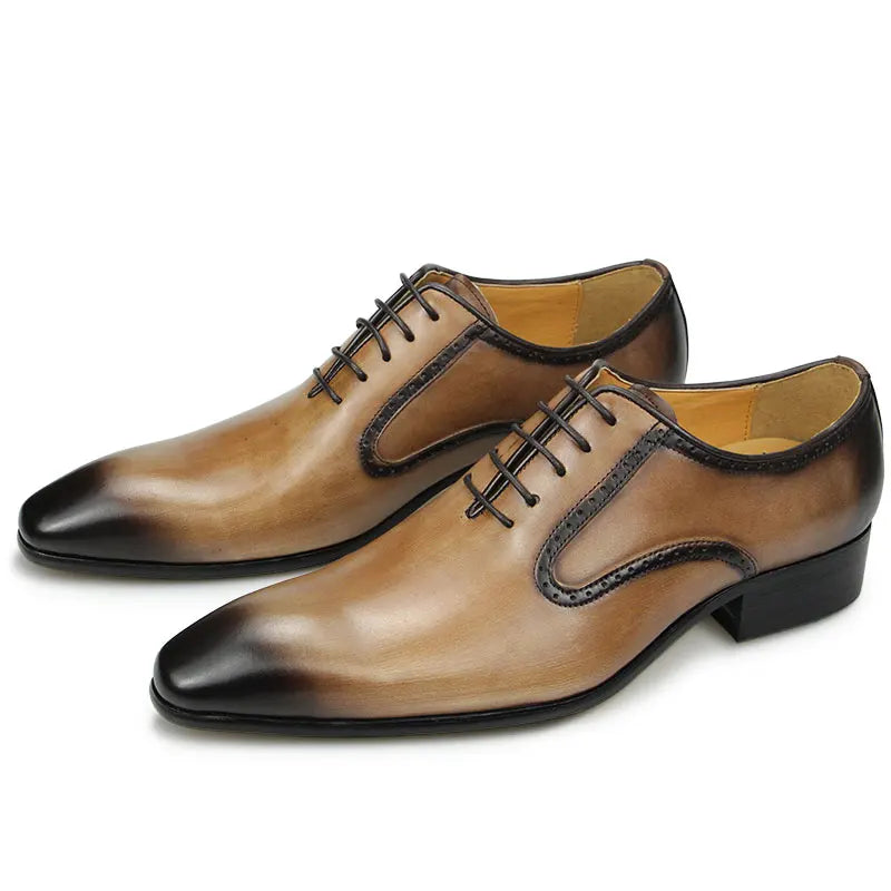 Men's Pointed Toe British Style Genuine Leather Oxford Shoes