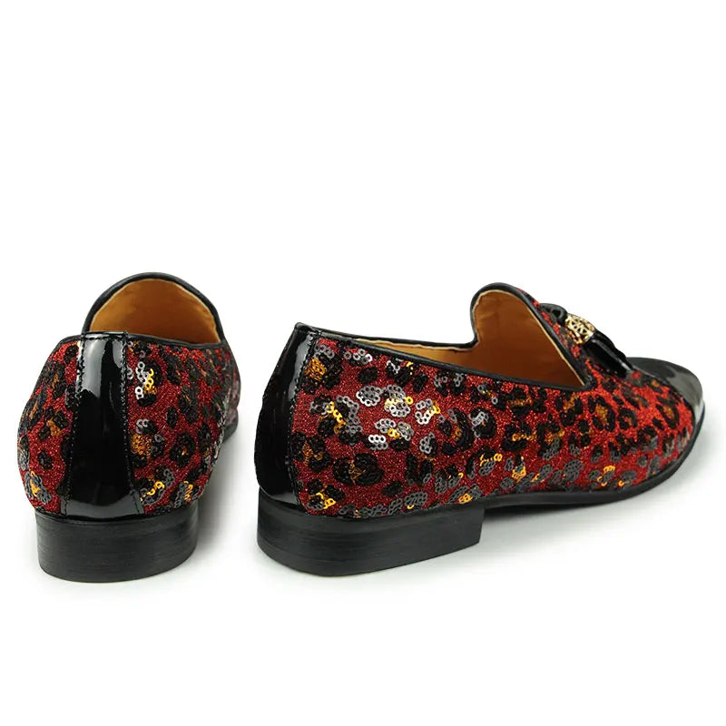 Men's Luxe Patent Leather Sequins Pattern Loafers