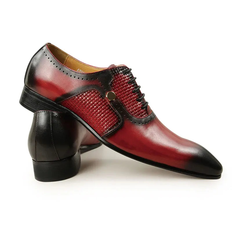 Men's Genuine Leather Wedding Two Tone Oxford Shoes