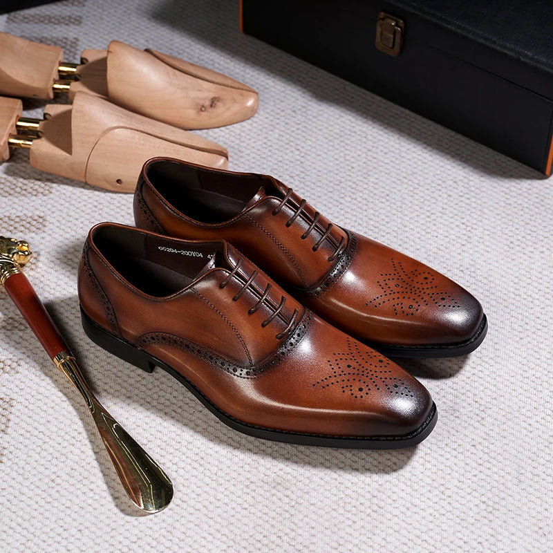 Men's Italian Handmade Genuine Leather Oxford  Shoes