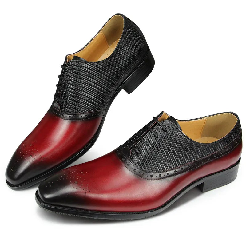 Men's Genuine Leather Double Color Oxford Shoes