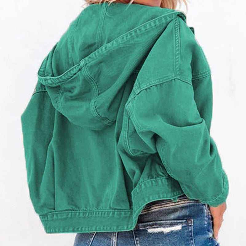 Hooded Dropped Shoulder Denim Jacket