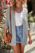 Ribbed Open Front Knit Cardigan