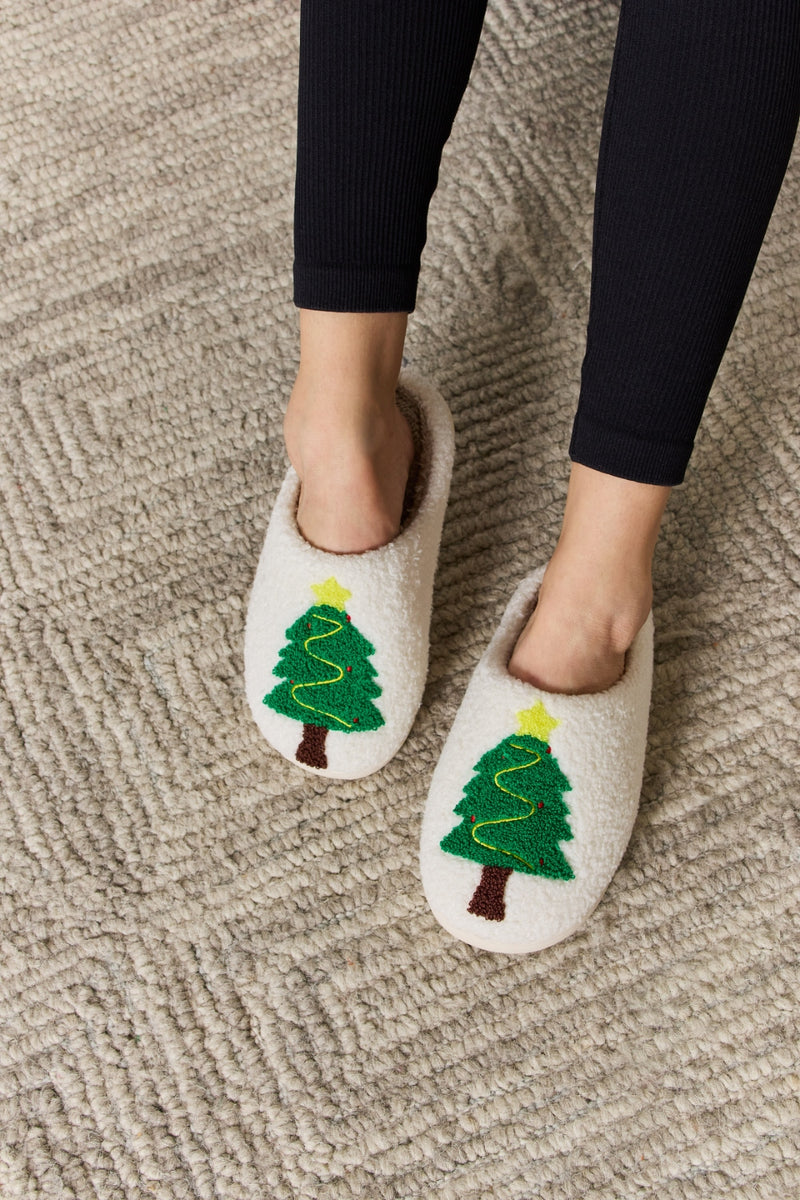 Pantuflas acogedoras con diseño de árbol de Navidad Melody