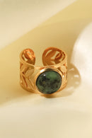 Bague Feuille De Malachite Plaquée Or 18 Carats