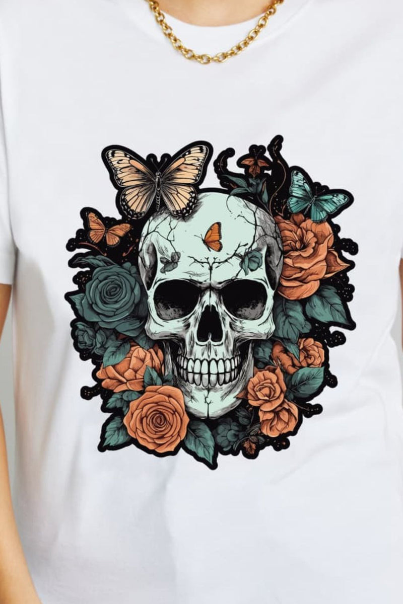 Simply Love Simply Love T-shirt en coton avec motif tête de mort pleine taille