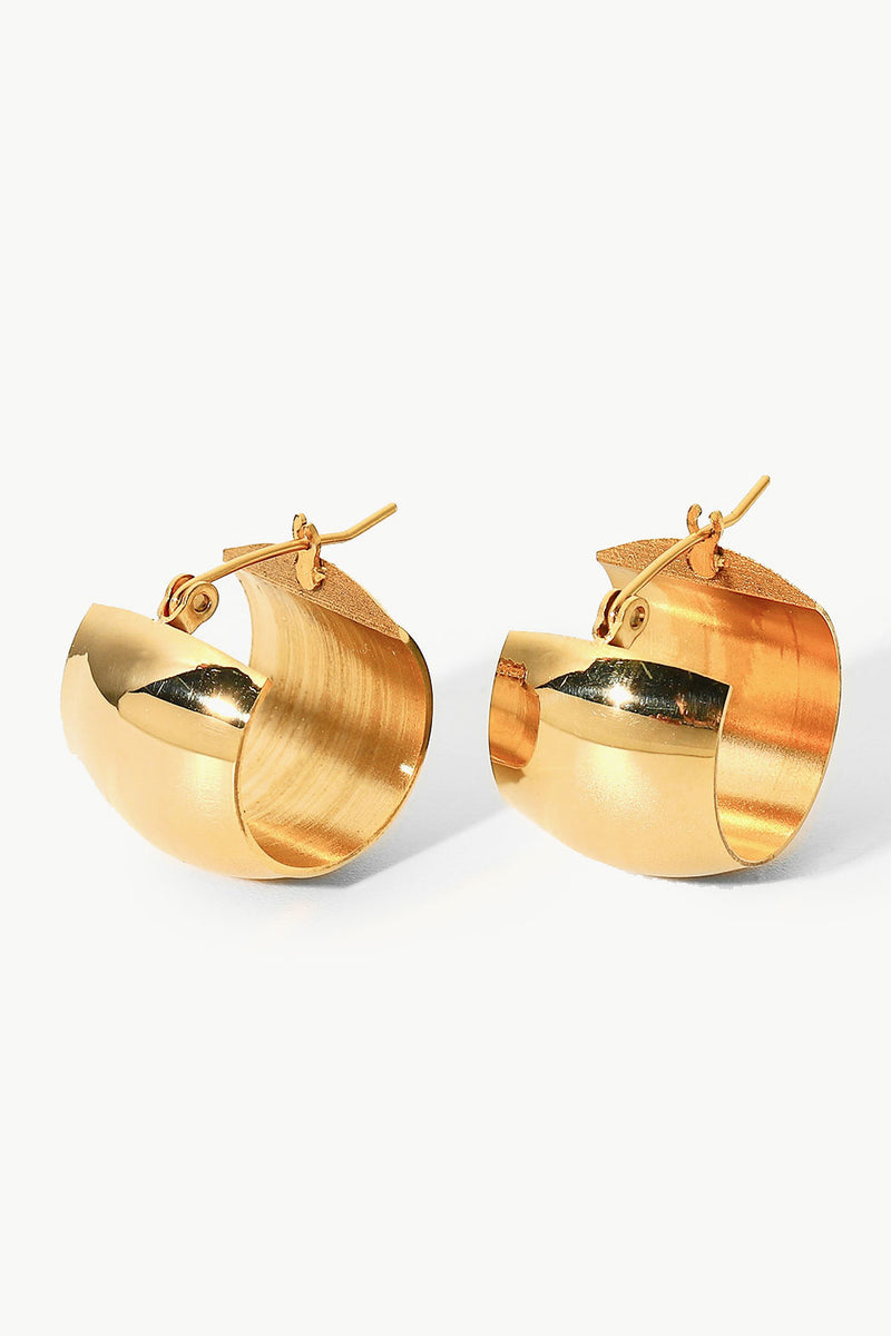 Pendientes de aro en forma de C chapados en oro de 18 quilates