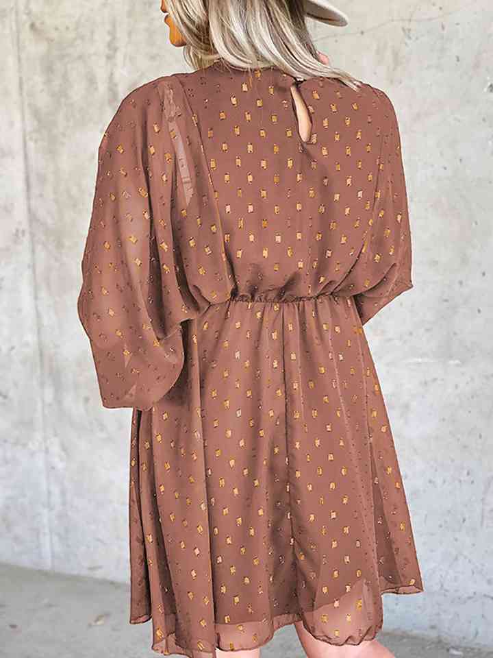 Robe imprimée à col rond et manches lanternes