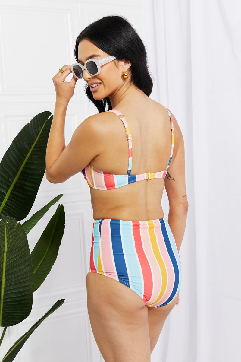 Marina West Swim - Bikini taille haute torsadé Take A Dip à rayures