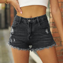 Short en denim usé à ourlet brut