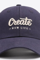 CREATE NEW LIFE Casquette de baseball ajustable en coton