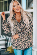 Veste à taille léopard avec cordon de serrage et poches