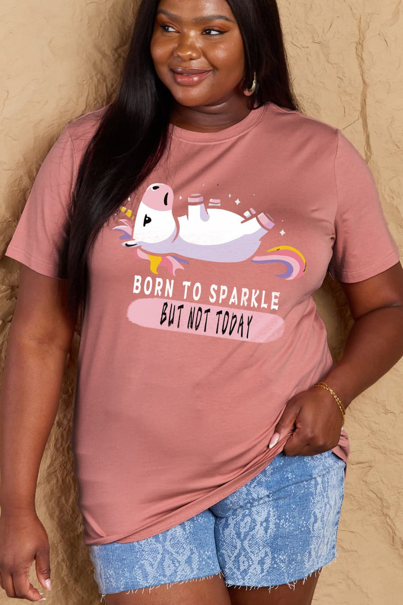 Camiseta de algodón con estampado de tamaño completo BORN TO SPARKLE BUT NOT TODAY de Simply Love