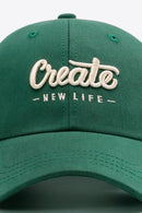 CREATE NEW LIFE Casquette de baseball ajustable en coton