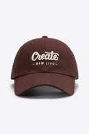 CREATE NEW LIFE Casquette de baseball ajustable en coton