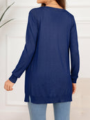 Cardigan long boutonné et fendu