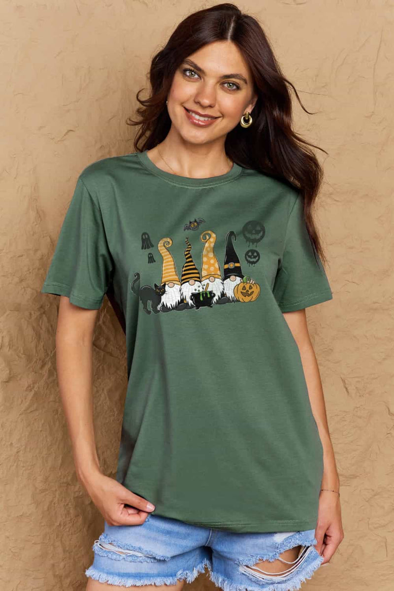 Camiseta de algodón con estampado de tema de Halloween de tamaño completo de Simply Love
