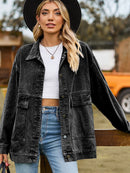 Veste en jean à épaules tombantes avec poches