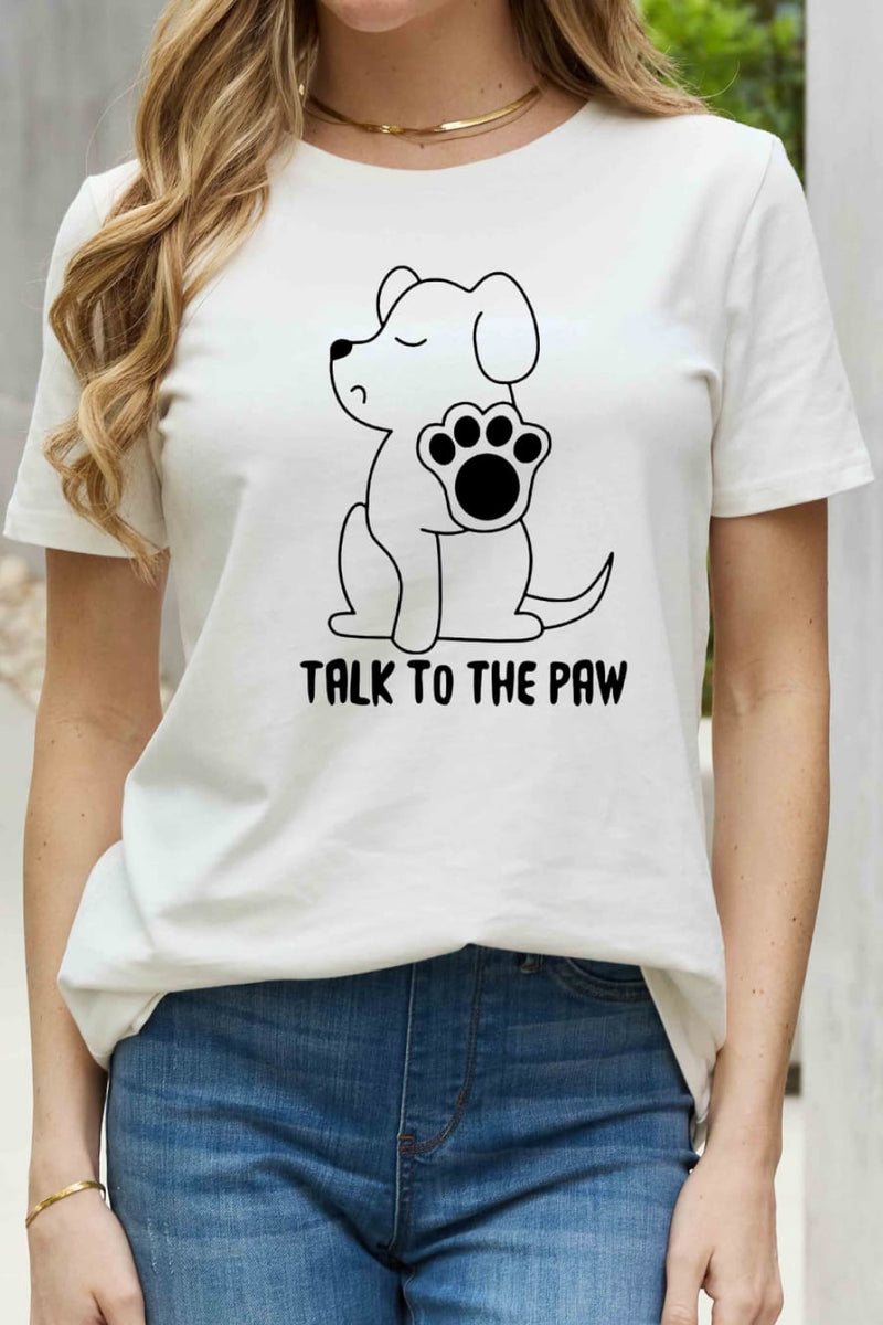 T-shirt en coton graphique Simply Love pleine grandeur TALK TO THE PAW