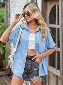 Veste en jean à col avec poches