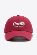 CREATE NEW LIFE Casquette de baseball ajustable en coton