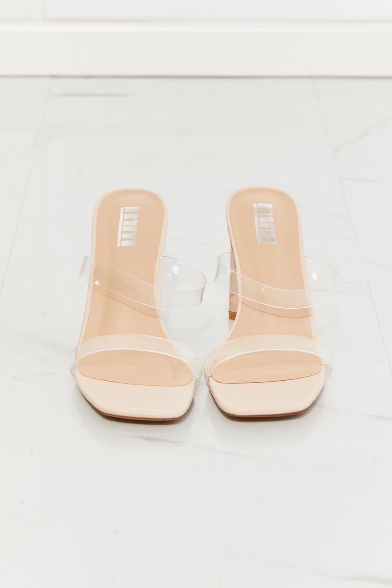 MMShoes Sandalia de tacón transparente con doble banda Walking On Air