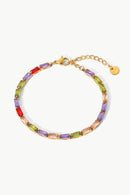 Bracelet Zircon Cubique Multicolore Plaqué Or 18K