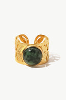 Bague Feuille De Malachite Plaquée Or 18 Carats