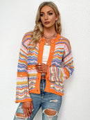 Cardigan ajouré rayures chevrons