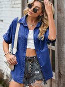 Veste en jean à col avec poches