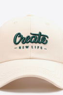 CREATE NEW LIFE Casquette de baseball ajustable en coton