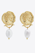 Pendientes colgantes de perlas bañados en oro