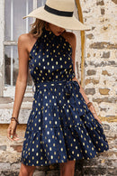 Minirobe ceinturée à pois et à volants