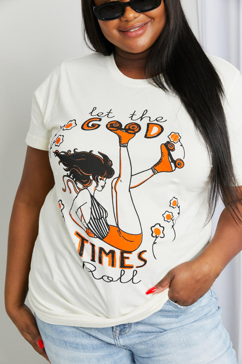 mineB Tamaño completo LET THE GOOD TIMES ROLL Camiseta gráfica