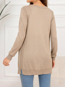 Cardigan long boutonné et fendu