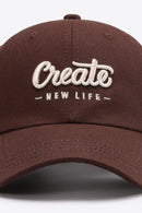 CREATE NEW LIFE Casquette de baseball ajustable en coton