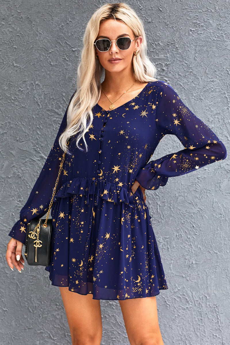 Vestido casual con volantes brillantes