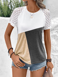T-shirt à col rond et manches raglan color block