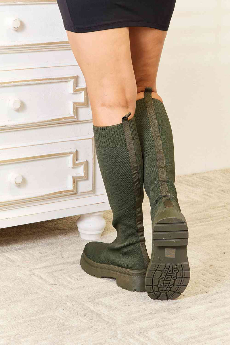 WILD DIVA Footwear Botas tipo calcetín con plataforma hasta la rodilla