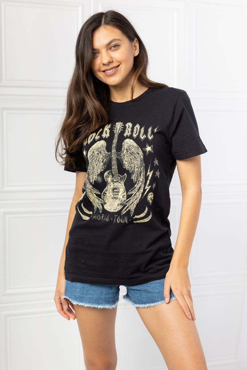Camiseta con gráfico de rock &amp; roll de tamaño completo de mineB