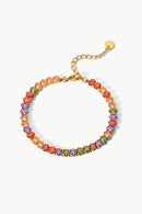 Pulsera De Circonitas Multicolores Bañada En Oro De 18 Quilates