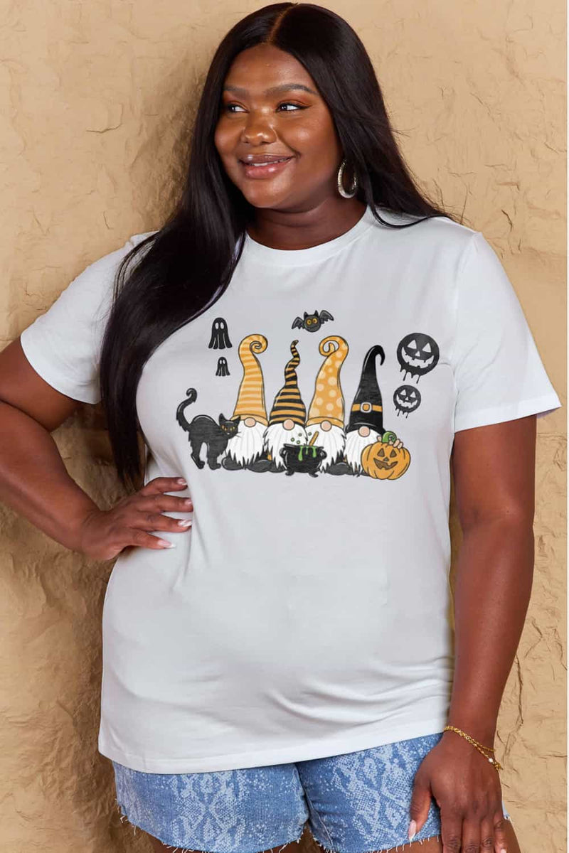 Camiseta de algodón con estampado de tema de Halloween de tamaño completo de Simply Love