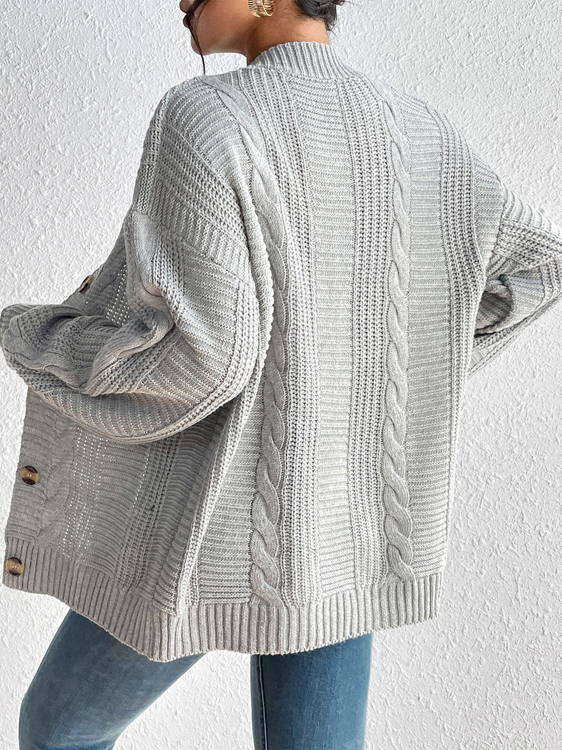 Cardigan boutonné en tricot torsadé