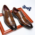BROGUE Zapatos Oxford británicos de piel auténtica para hombre